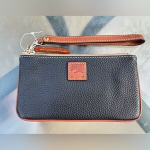 Dooney & Bourke Black Pebble Leather Zip Pouch
